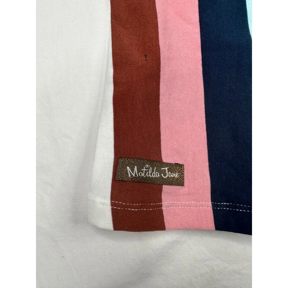 Matilda Jane Striped Tank Bow Back Detail Shirt sz Lg‎ Multicolor_3